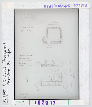 Vorschaubild Avignon: Papstpalast, Chambre du Pape, Skizze Schöne 1963 